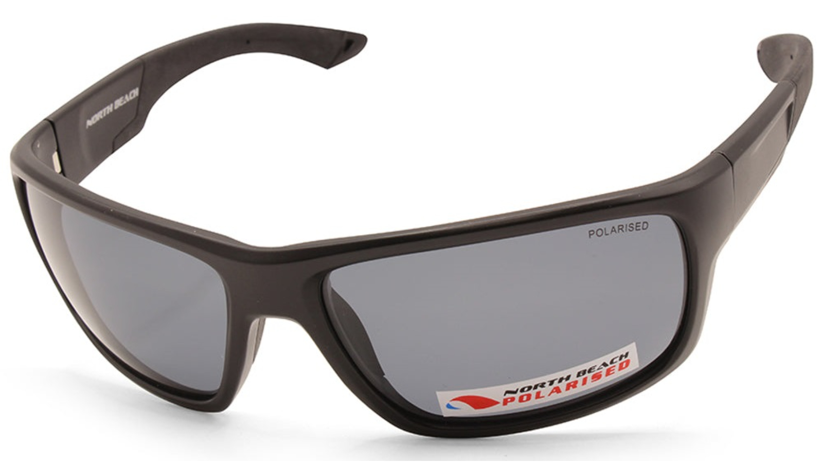 North Beach 70733 Mens Loody Polarised Sunglasses - Satin Black/Grey