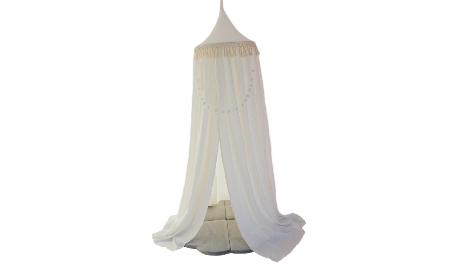 All 4 Kids Tulip Nursery Canopy with Tassel - White