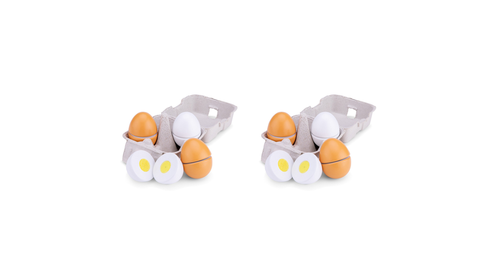 New Classic Toys Pack of 2 Wooden Kitchen Cutting Eggs Pretend Play Toy - 24 month+