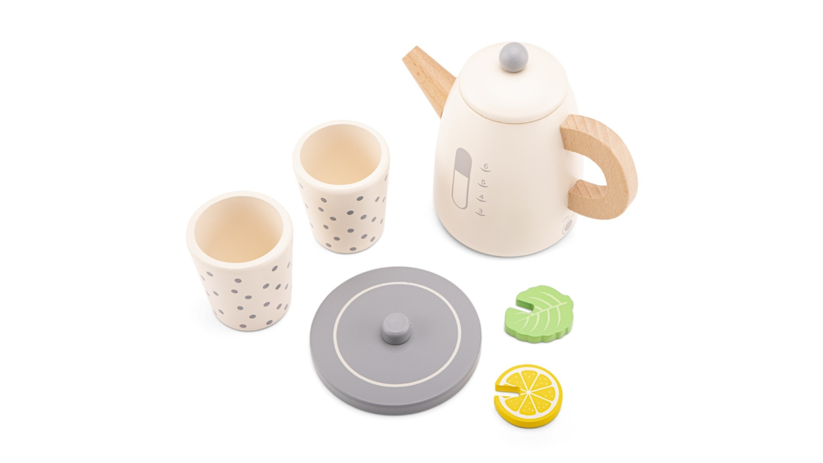 New Classic Toys 6 Piece Wooden Kettle Pretend Playset - 3 year+