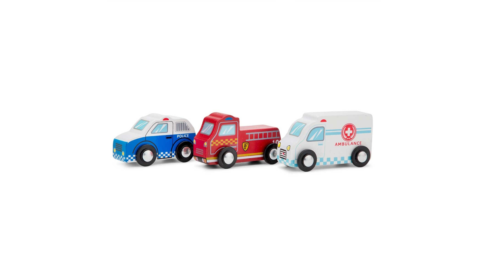 New Classic Toys Emergency Vehicle Pack Wooden Toy Playset - 3 year+