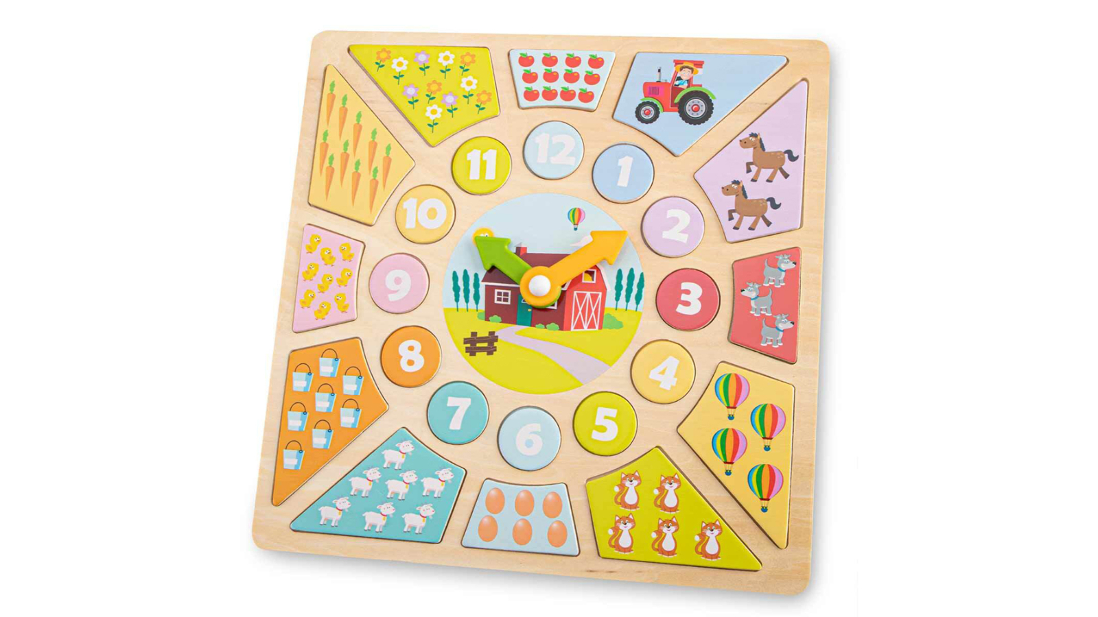 New Classic Toys Kids FSC Farm Puzzle Clock Educational Wooden Toy - 2 year+