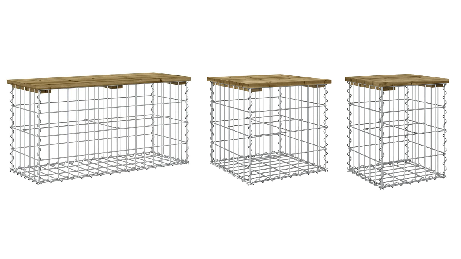 vidaXL Impregnated Pine Wood Gabion Design Garden Bench