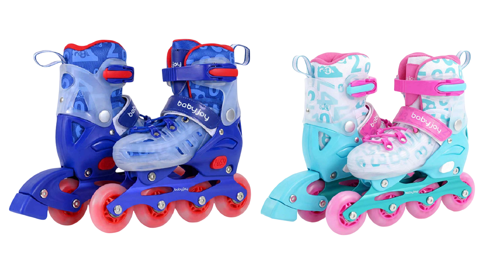 Costway 4-Size Adjustable Age 9-14 Inline Light-Up Roller Skate