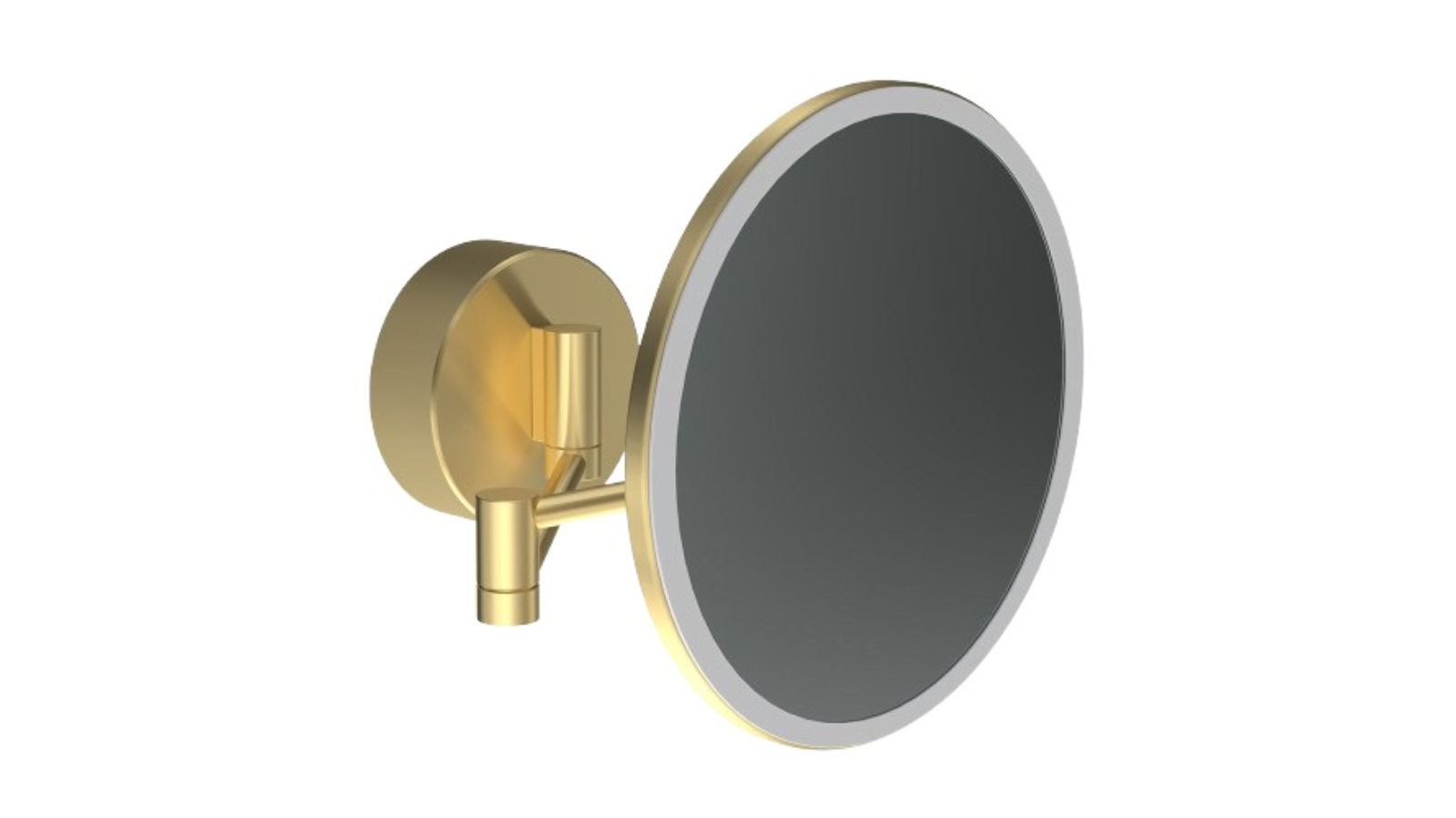 Parisi Tondo II Round Magnifying Mirror with Dual Light - Brushed Brass