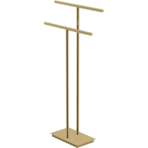 Parisi Tondo Freestanding Double Towel Holder - Brushed Brass