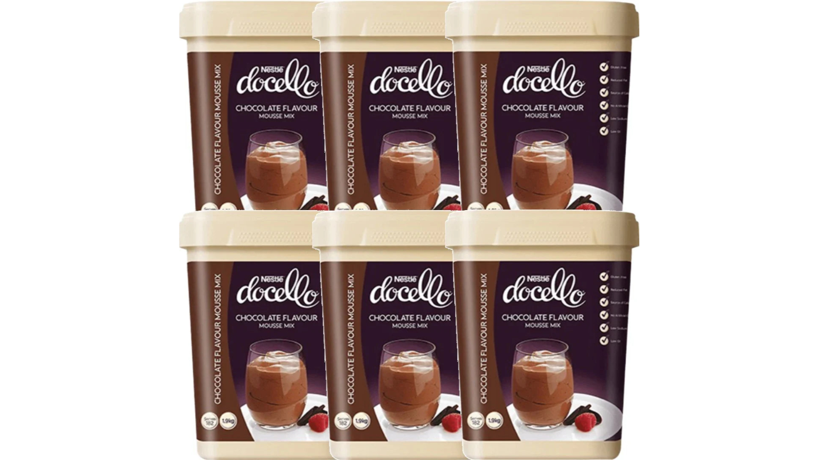Nestle 1.9kg Docello Mousse Mix Chocolate Flavour Tub - Pack of 6
