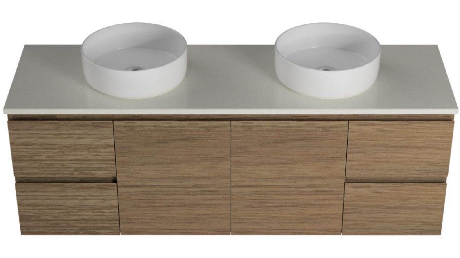 Timberline Nevada 1500mm Wall Hung Vanity with Double Bowl Silk Surface Top