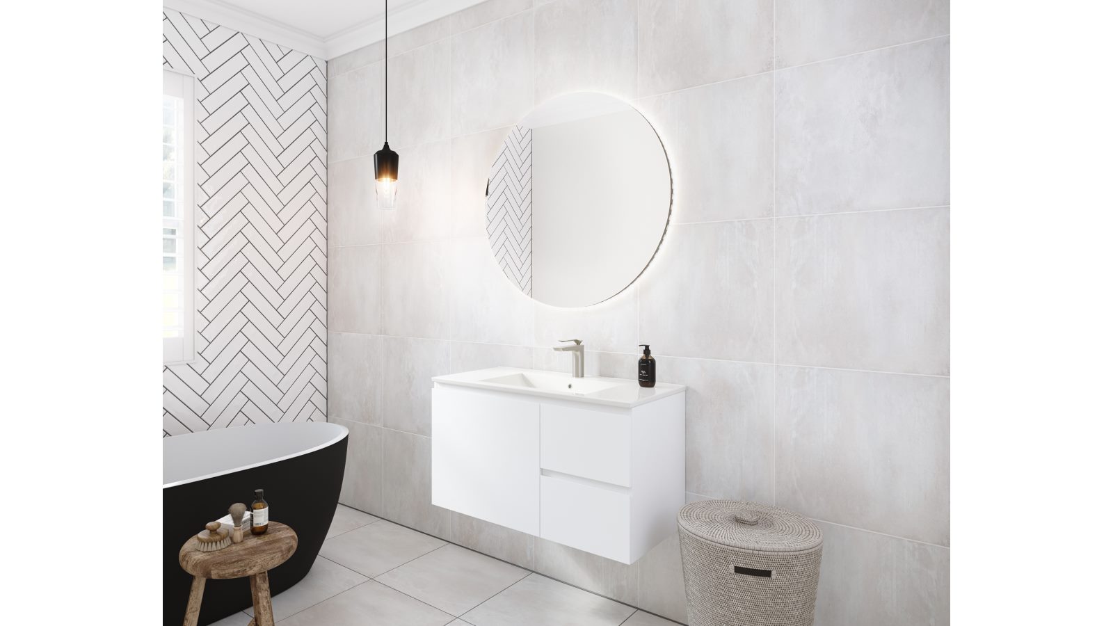 Timberline Nevada 900mm Wall Hung Vanity with Centre Bowl Alpha Ceramic