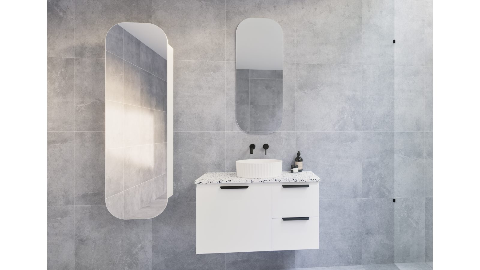 Timberline Nevada 900mm Wall Hung Vanity with Centre Bowl Silk Surface Top