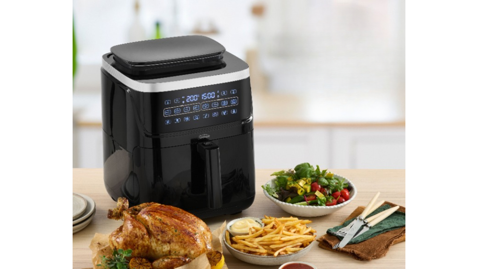Sunbeam SteamFry Air Fryer + Steam Black Harvey Norman