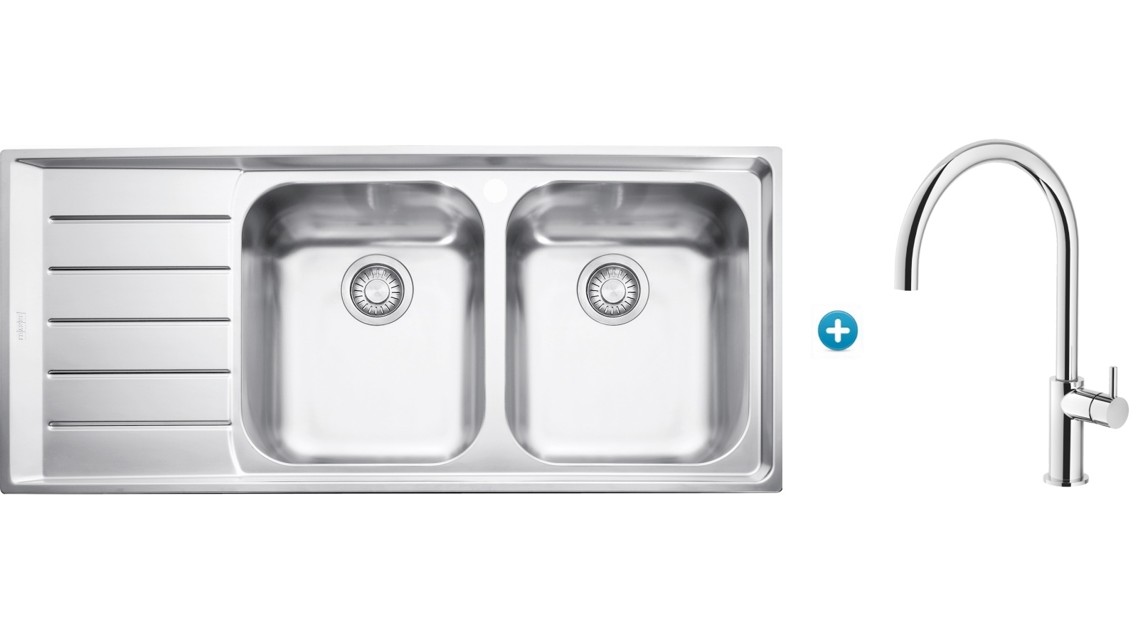 Franke Neptune NEX 621 Double Bowl Sink with Verona Non Pull-Out Tap
