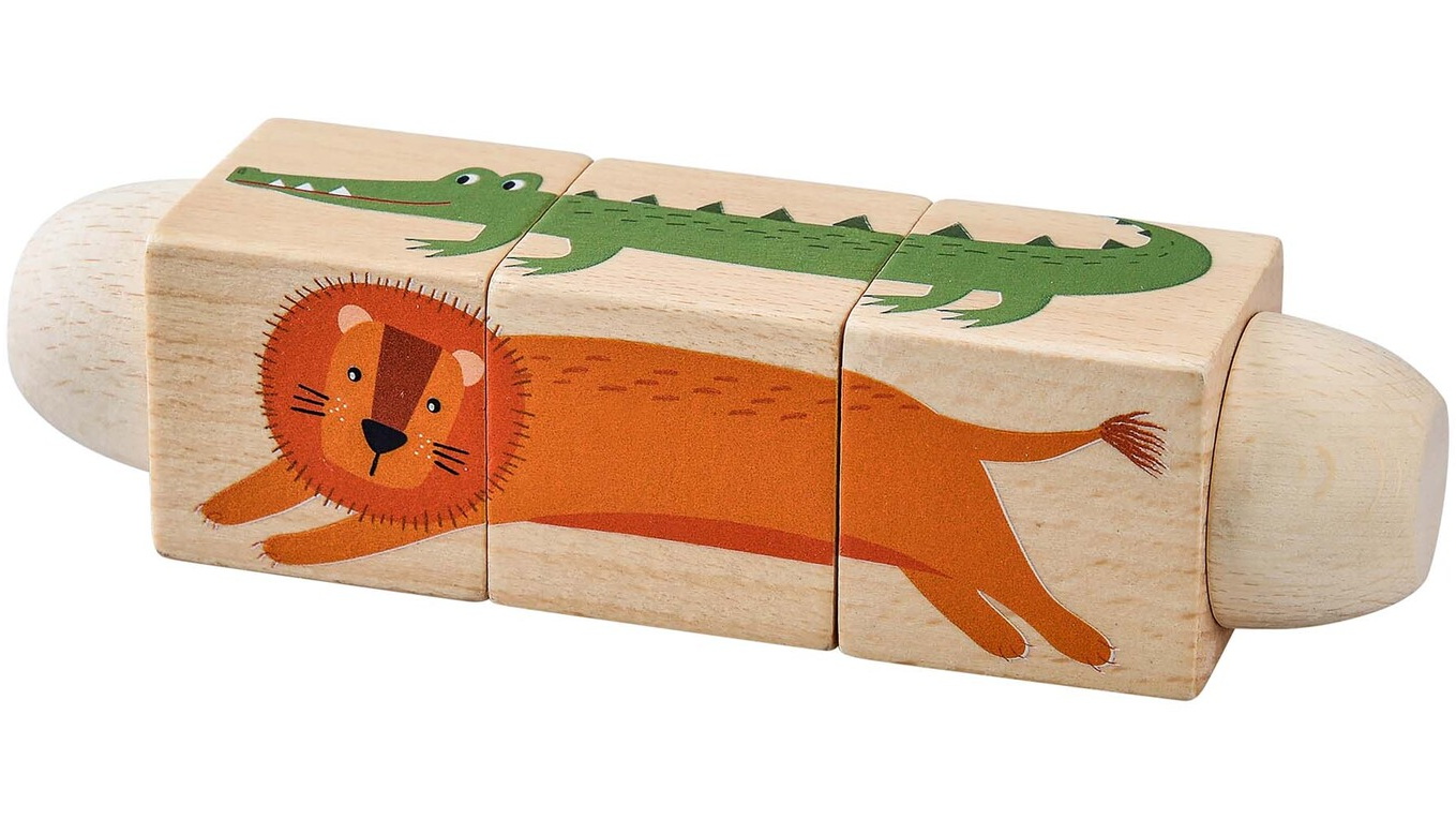 Kaper Kidz Jungle Animal Wooden Twist Puzzle Block