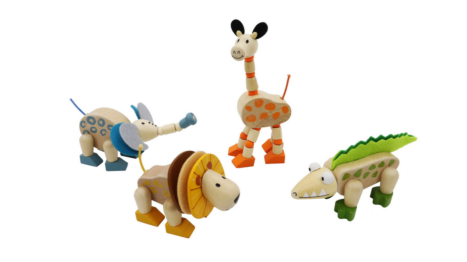 Kaper Kidz Set of 4 Wooden Flexi Jungle Animal