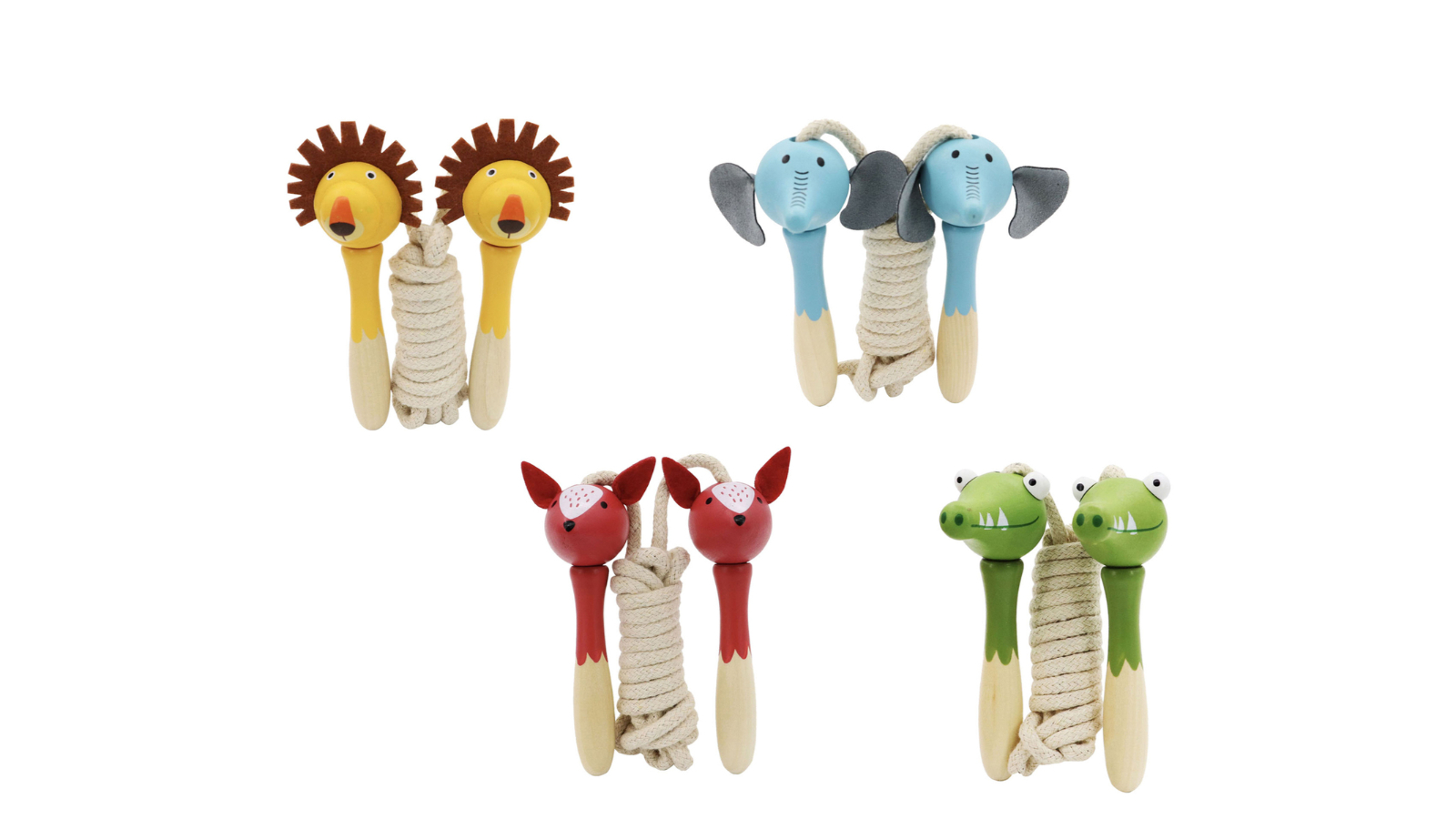 Kaper Kidz Set of 4 Wooden Skipping Rope Jungle Animal