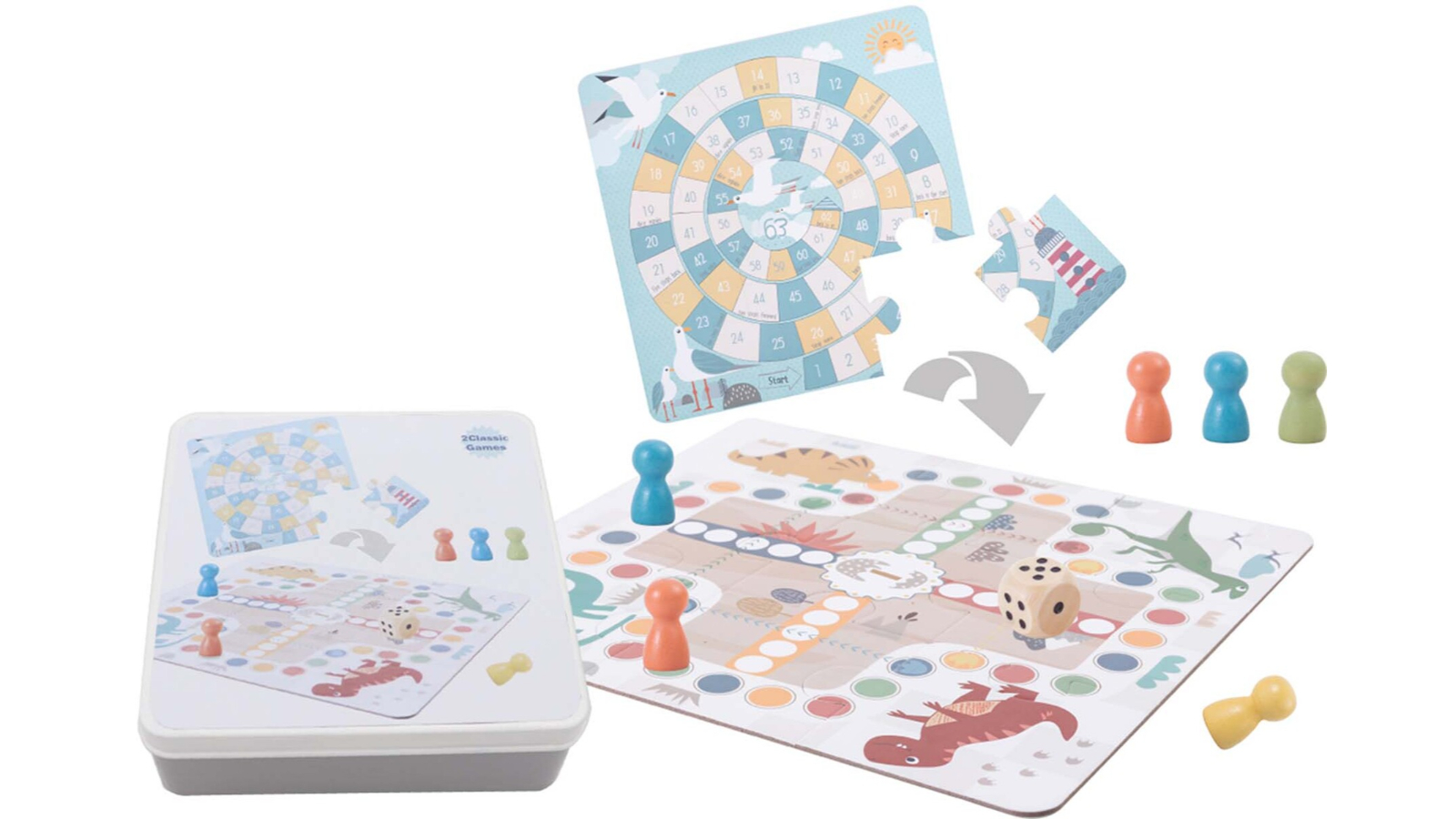 Kaper Kidz 2-in-1 Classic Ludo and the Game of Goose in Tin Box