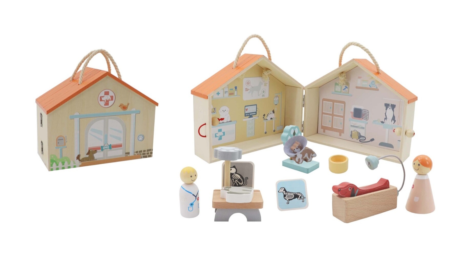 Kaper Kidz Wooden Portable Veterinary Pet Hospital Playset