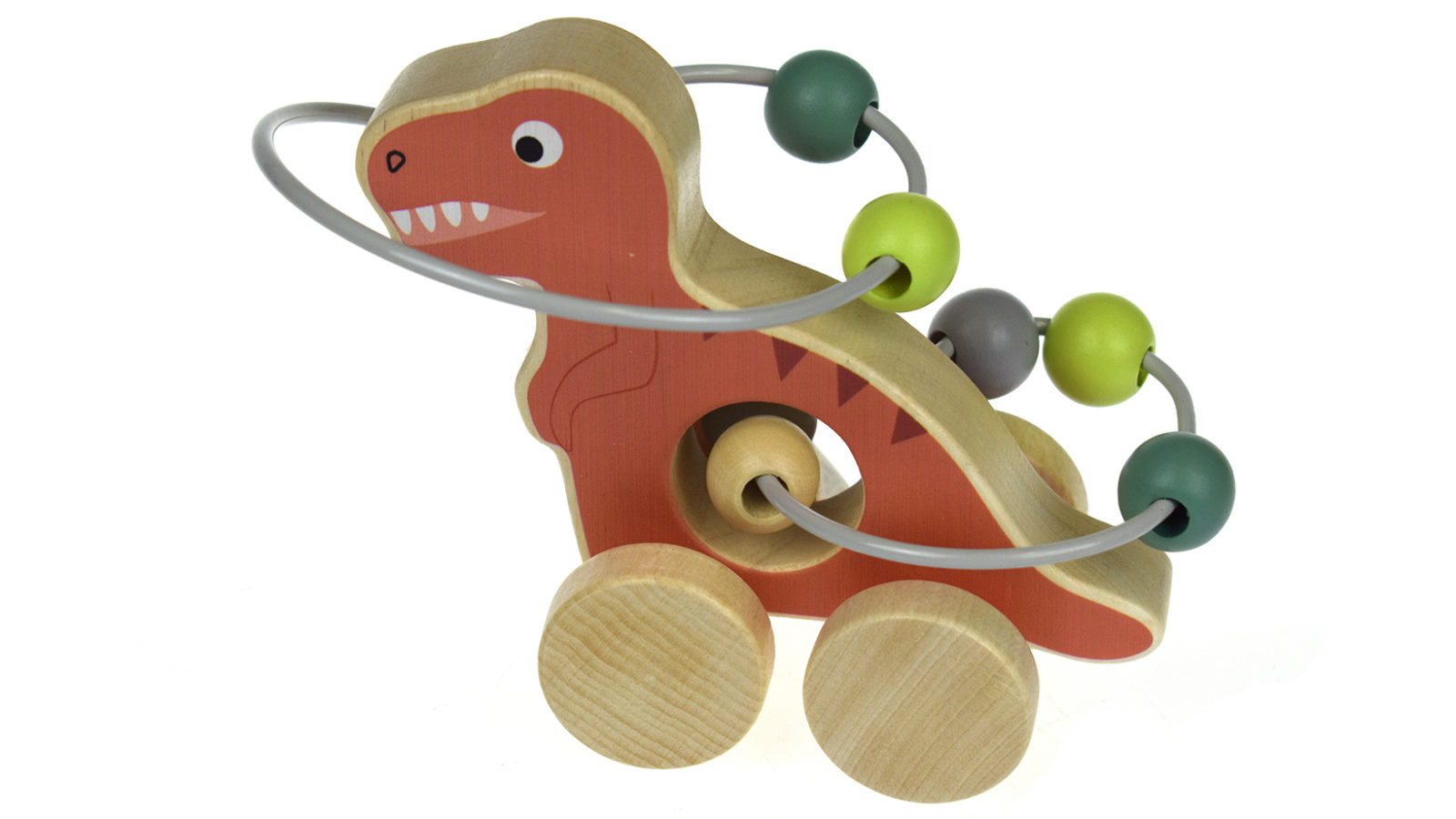 Kaper Kidz Wooden Dinosaur Bead Maze On Wheel - Red