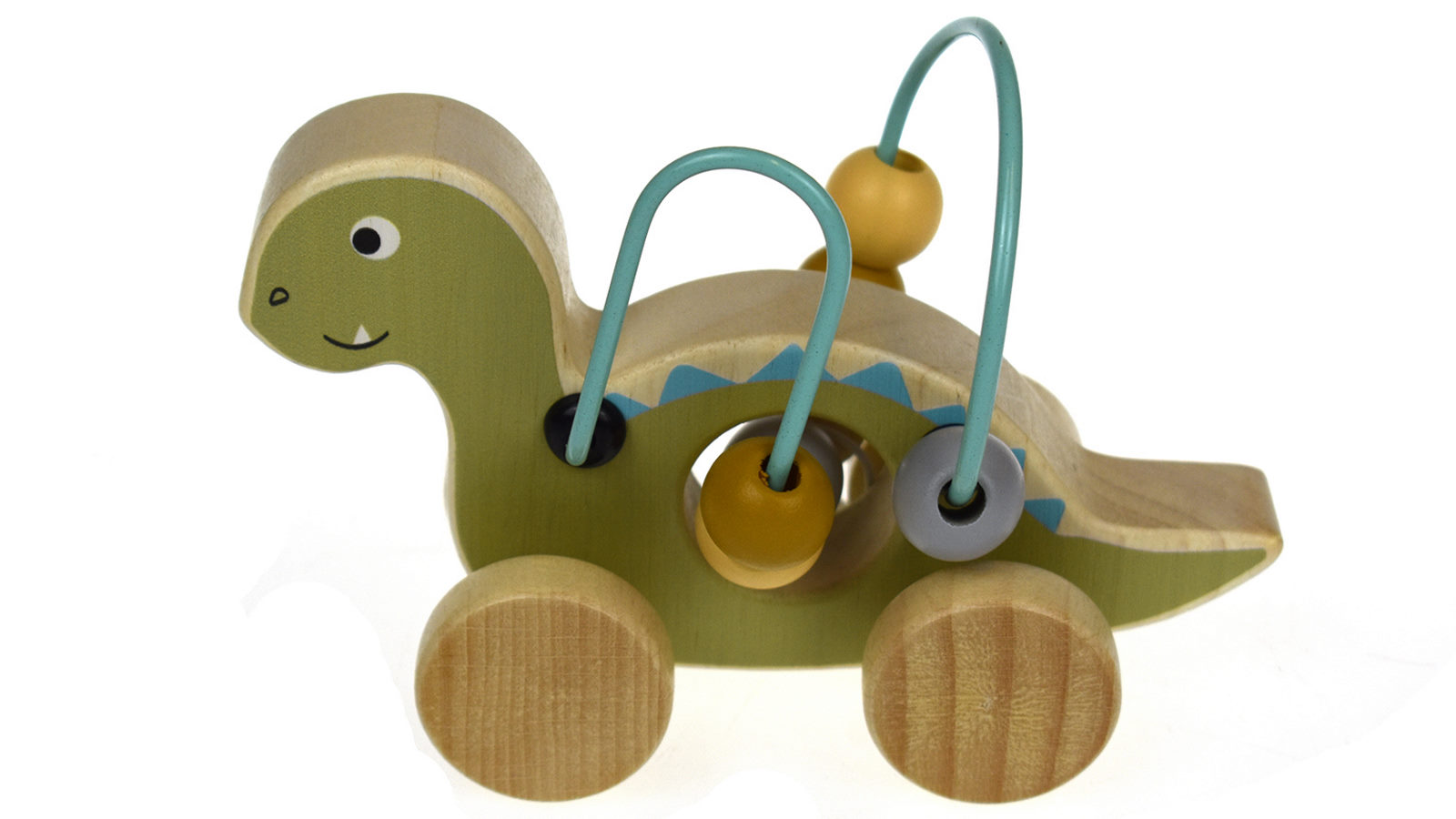Kaper Kidz Wooden Dinosaur Bead Maze On Wheel - Green