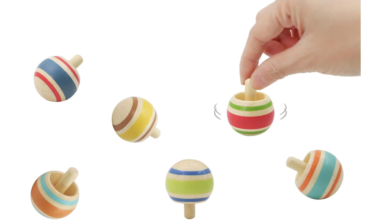 Kaper Kidz  Set Of 6 New Pattern Flip Over Spinning Tops