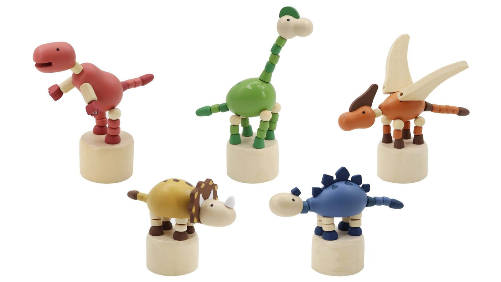Kaper Kidz Set of 5 Wooden Dancing Dinosaur Set