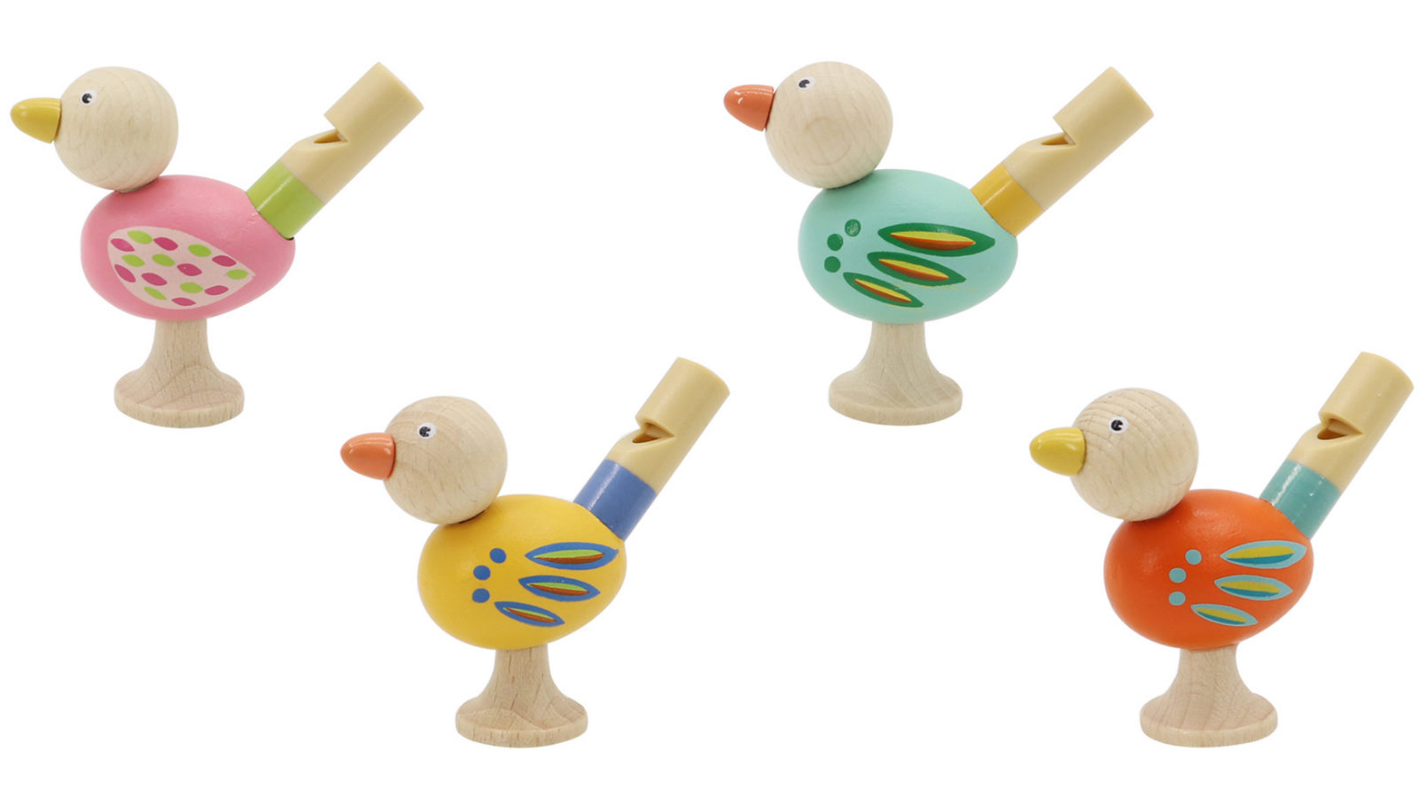 Kaper Kidz Set of 4 Wooden Bird Whistle