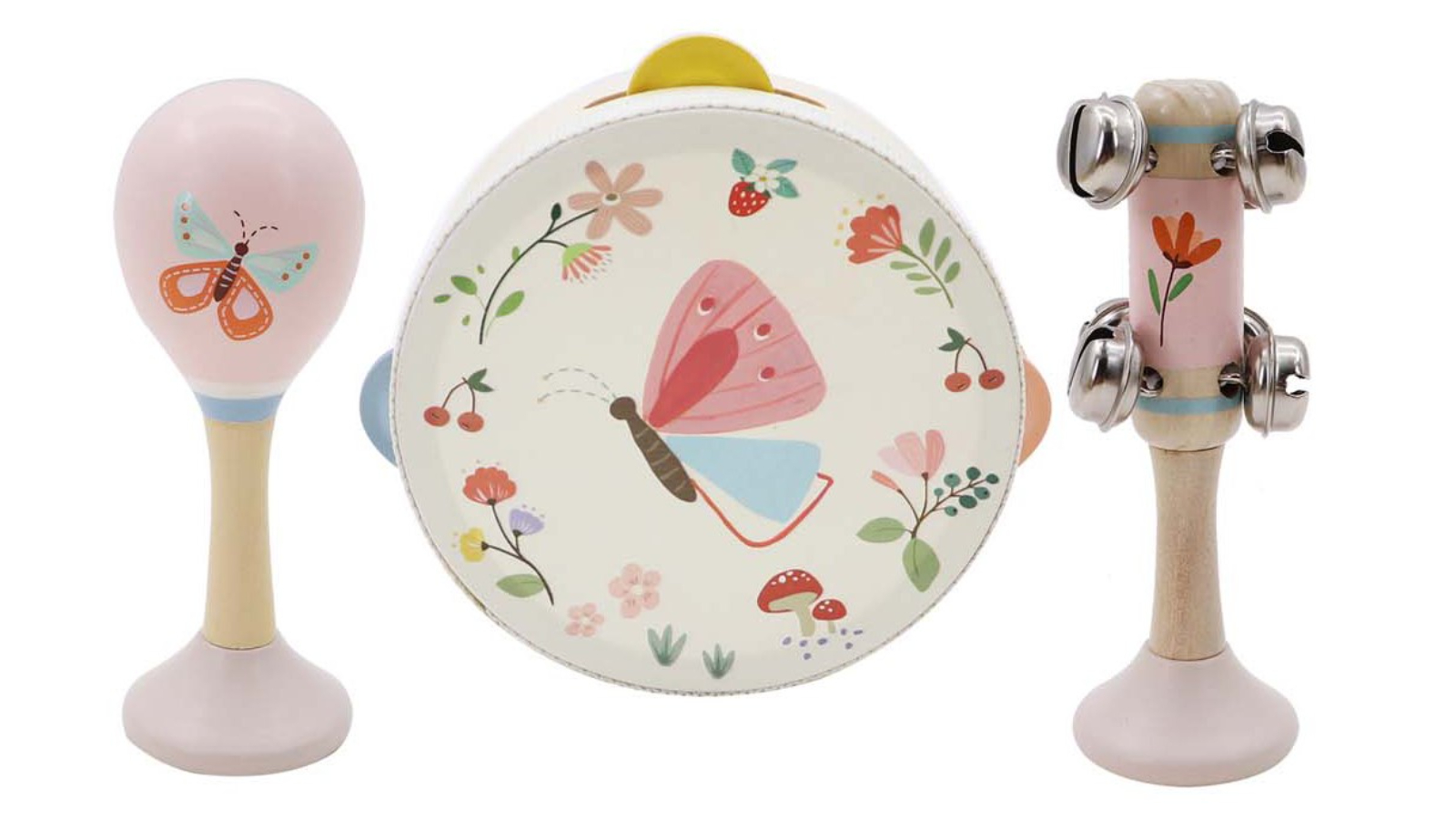 Kaper Kidz Set of 3 Wooden Music Spring Insect Butterfly