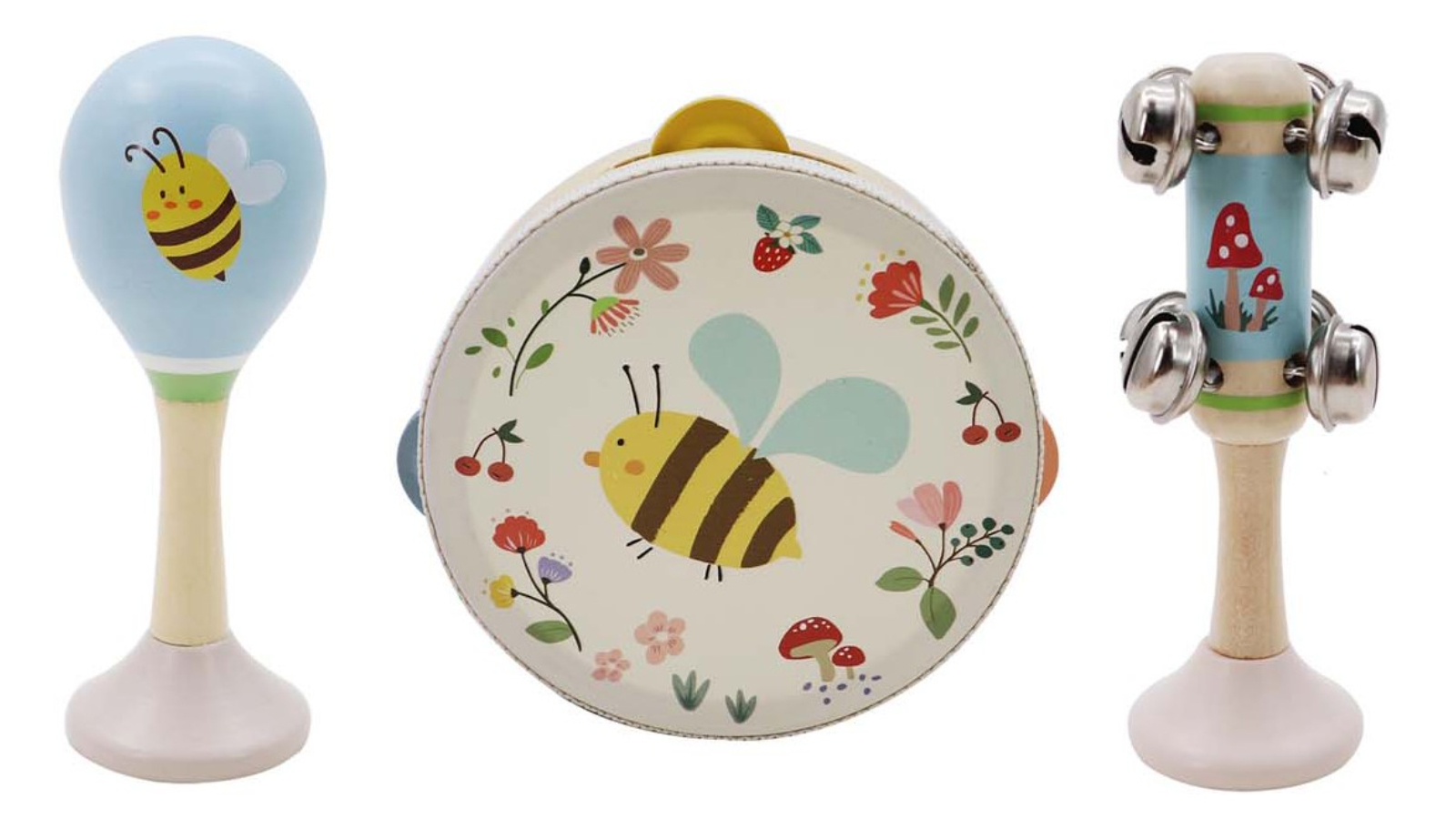 Kaper Kidz Set of 3 Wooden Music Spring Insect Bee