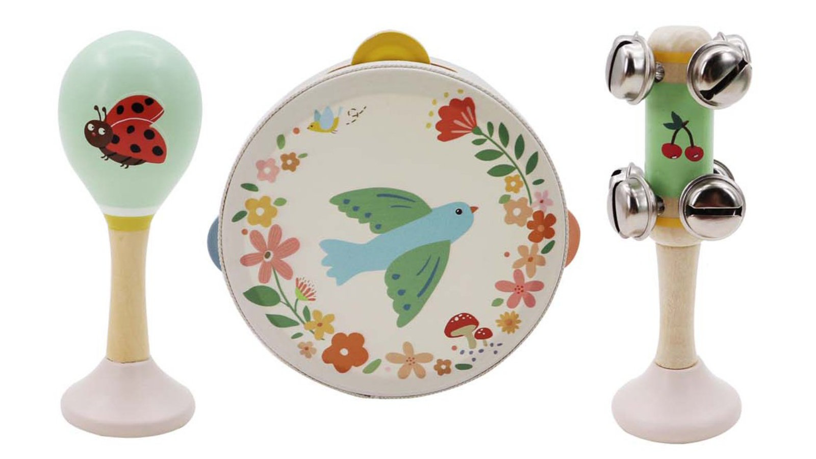 Kaper Kidz Set of 3 Wooden Music Spring Insect Bird