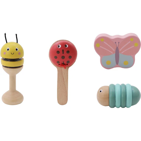 Kaper Kidz Set of 4 Music Wooden Spring Insect
