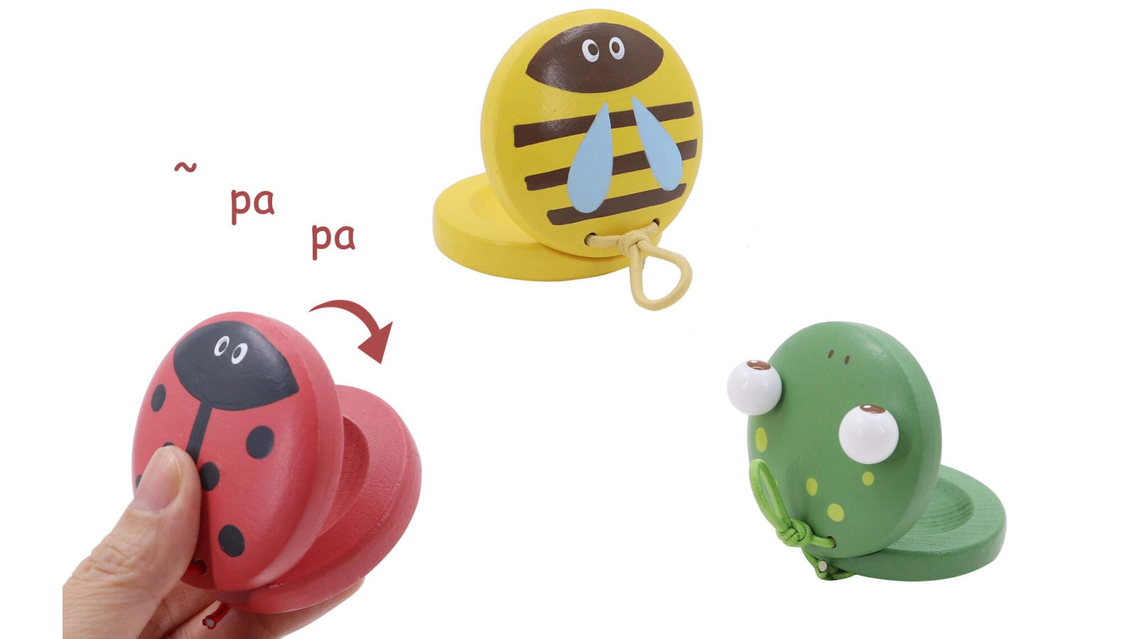 Kaper Kidz Set of 3 Wooden Spring Insect Castanet