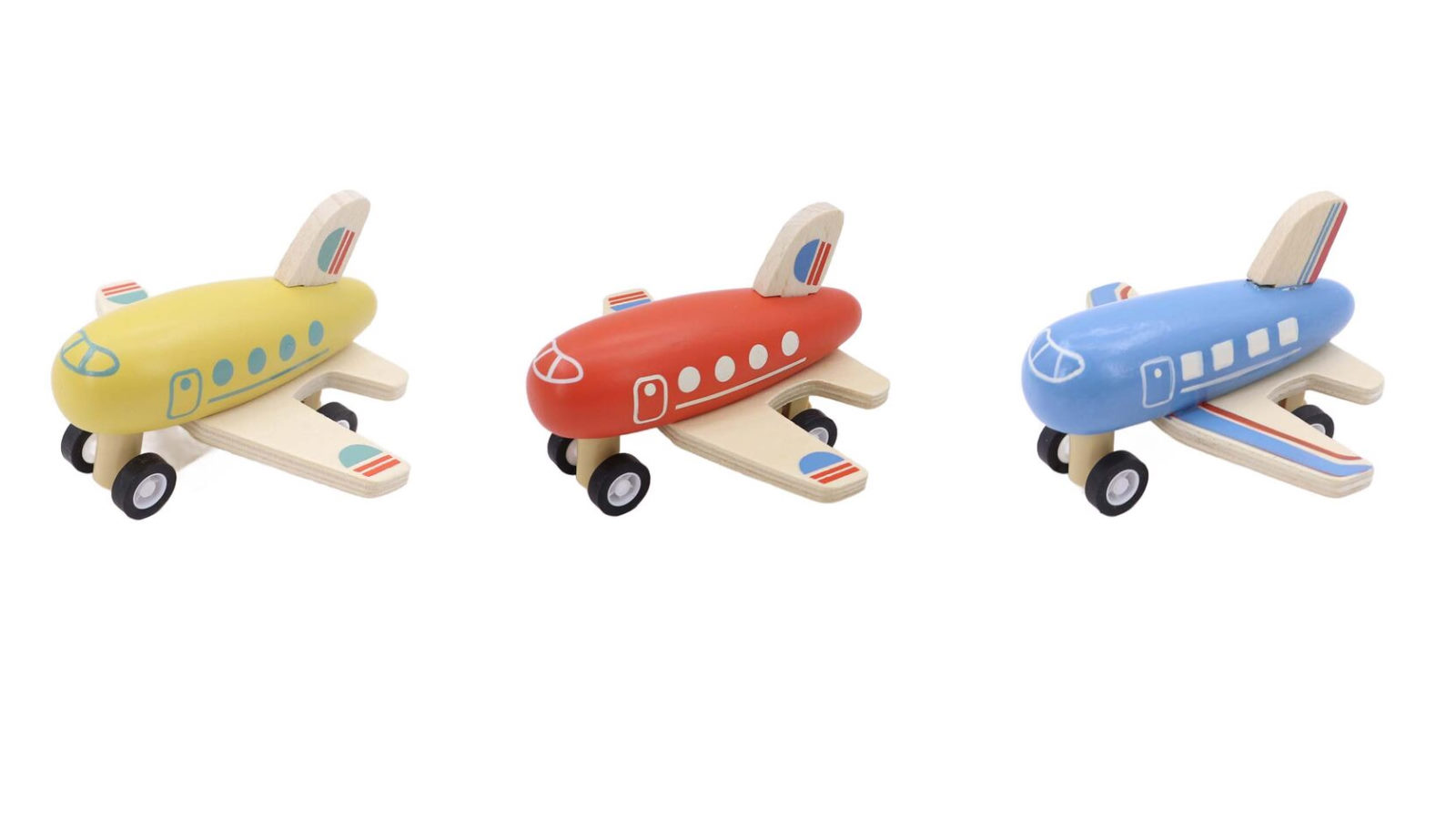 Kaper Kidz 3 Piece Wooden Pull Back Airliner