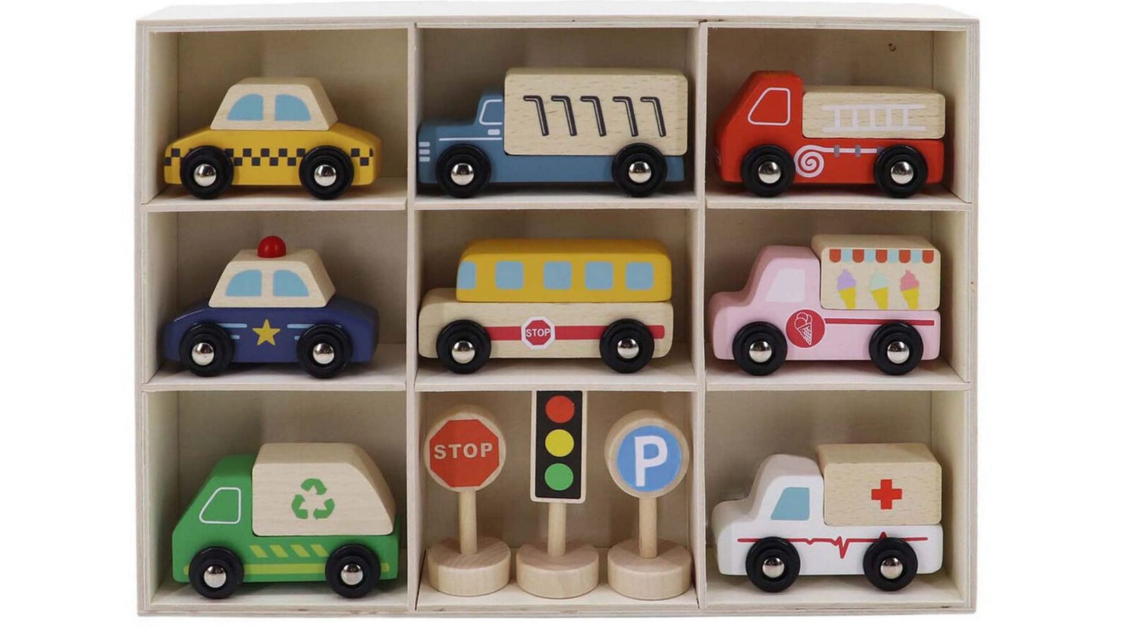 Kaper Kidz Wooden Box Transportation and Street Sign Set
