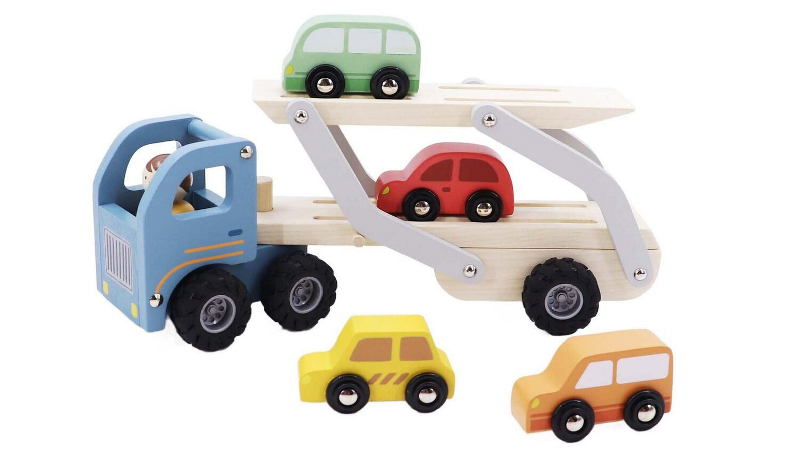 Kaper Kidz Wooden Car Carrier With 4 Cars