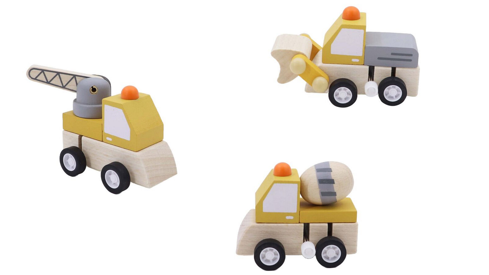 Kaper Kidz 3 Piece Wooden Wind Up Construction Vehicle