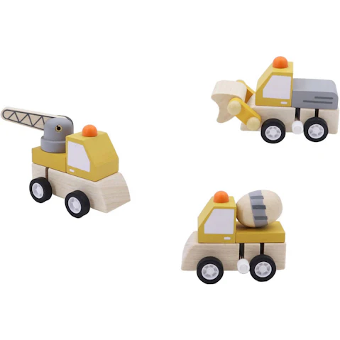 Kaper Kidz 3 Piece Wooden Wind Up Construction Vehicle