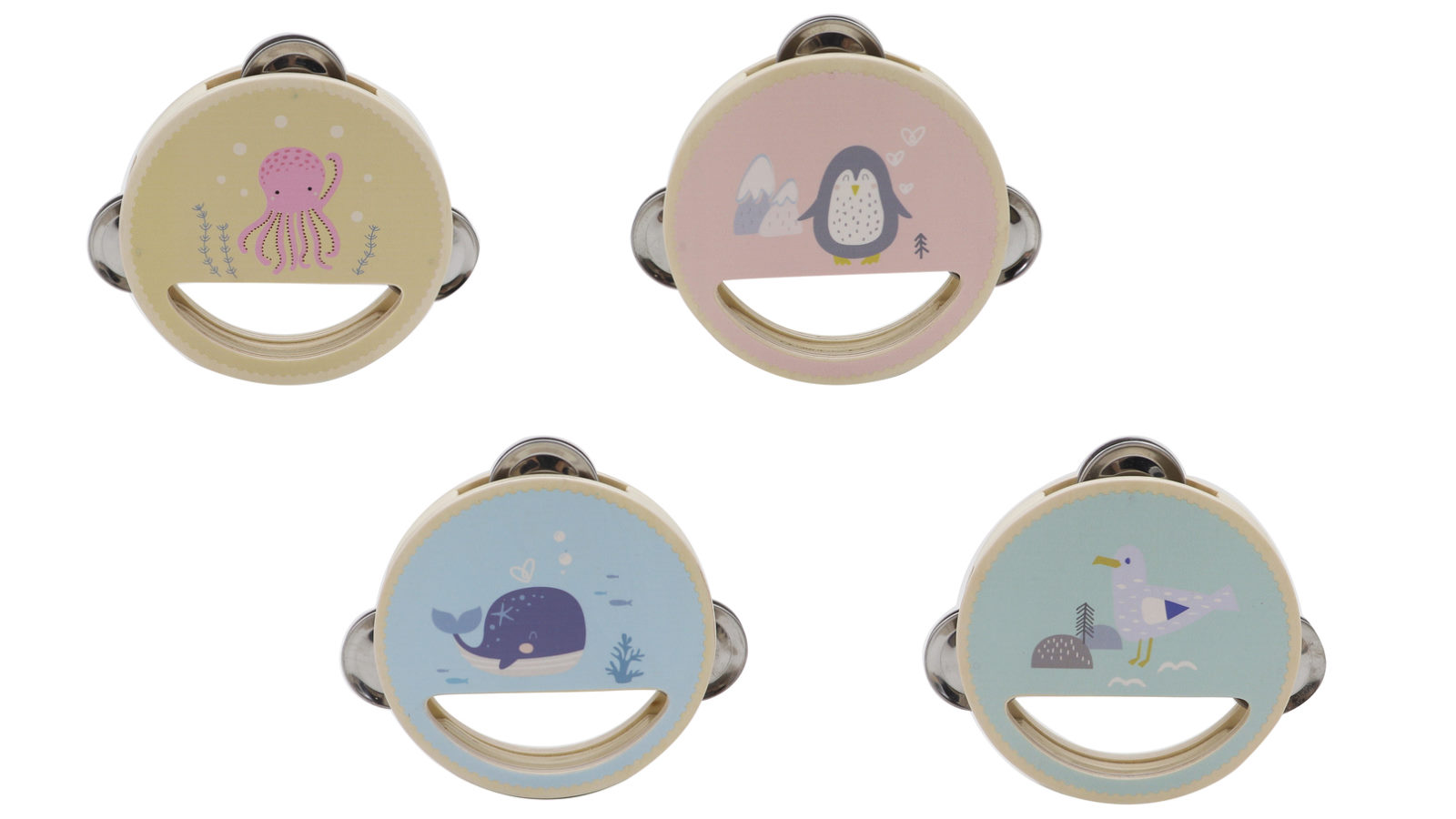 Kaper Kidz 4 Piece of Calm and Breezy Ocean Wooden Tambourine