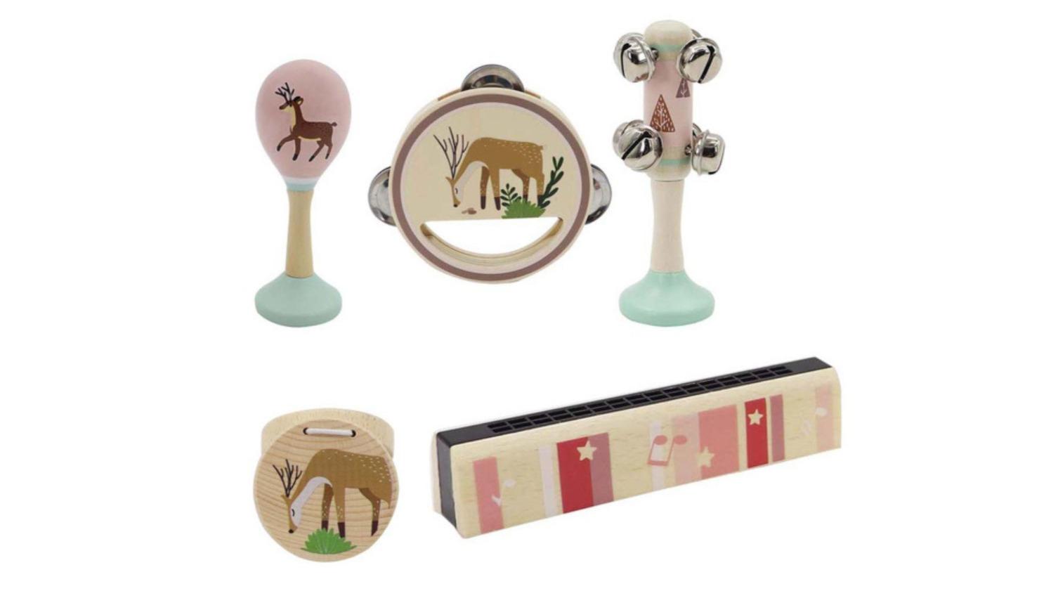 Kaper Kidz 5 Piece Calm and Breezy Deer Wooden Musical Set