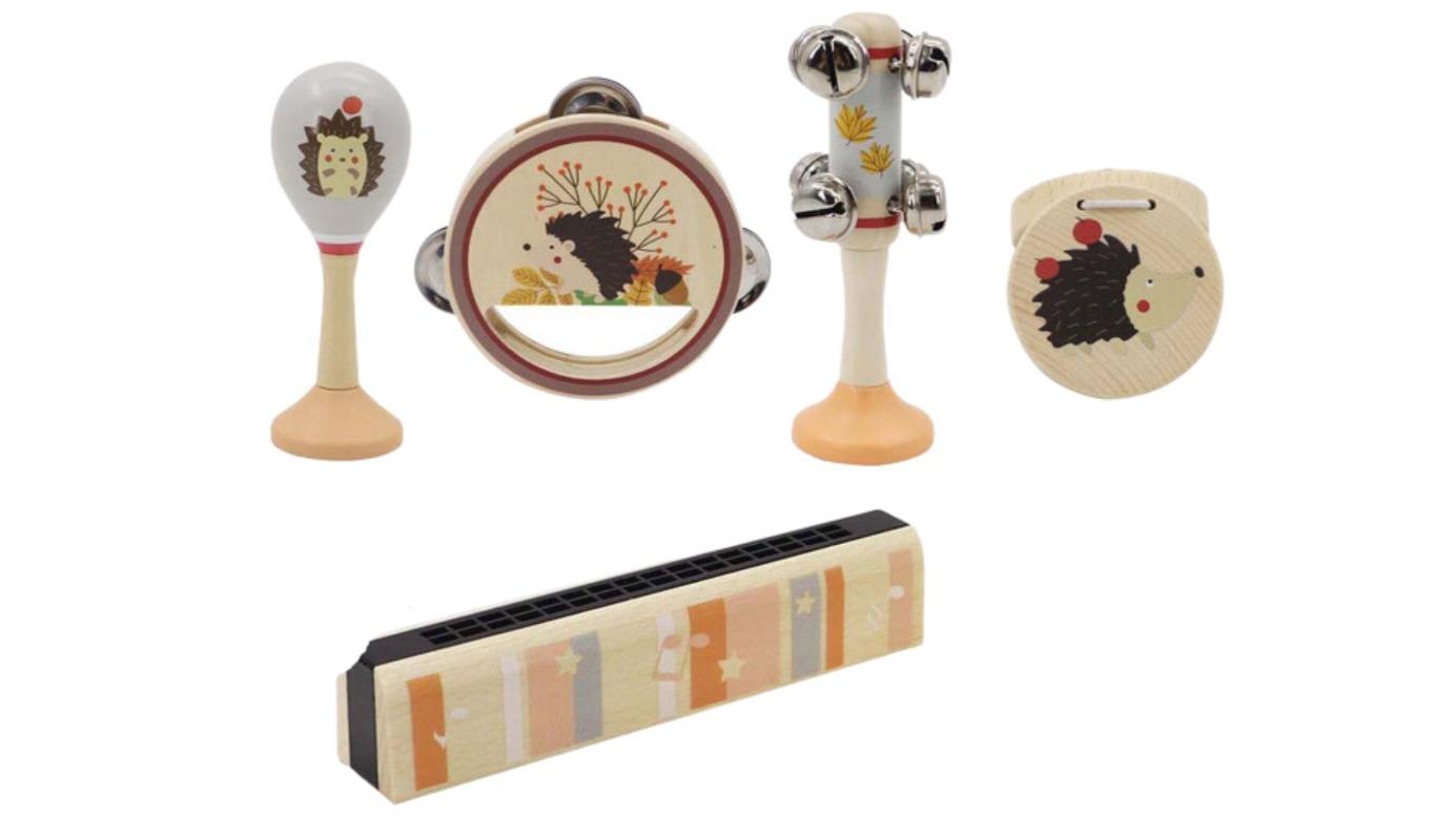 Kaper Kidz 5 Piece Calm and Breezy Hedgehog Wooden Musical Set