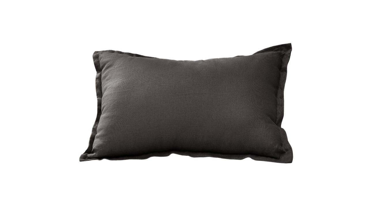 Natural Home Ardenne 40 x 60cm Washed French Linen Rectangular Cushion - Basalt Grey 