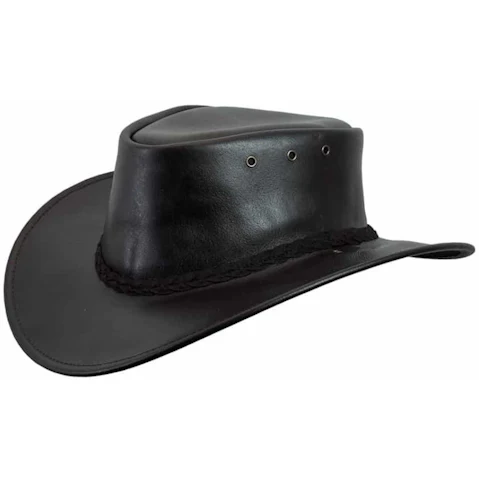 Newcastle Hats Murray Dark Brown Curved Brim Waxed Leather Bush Hat