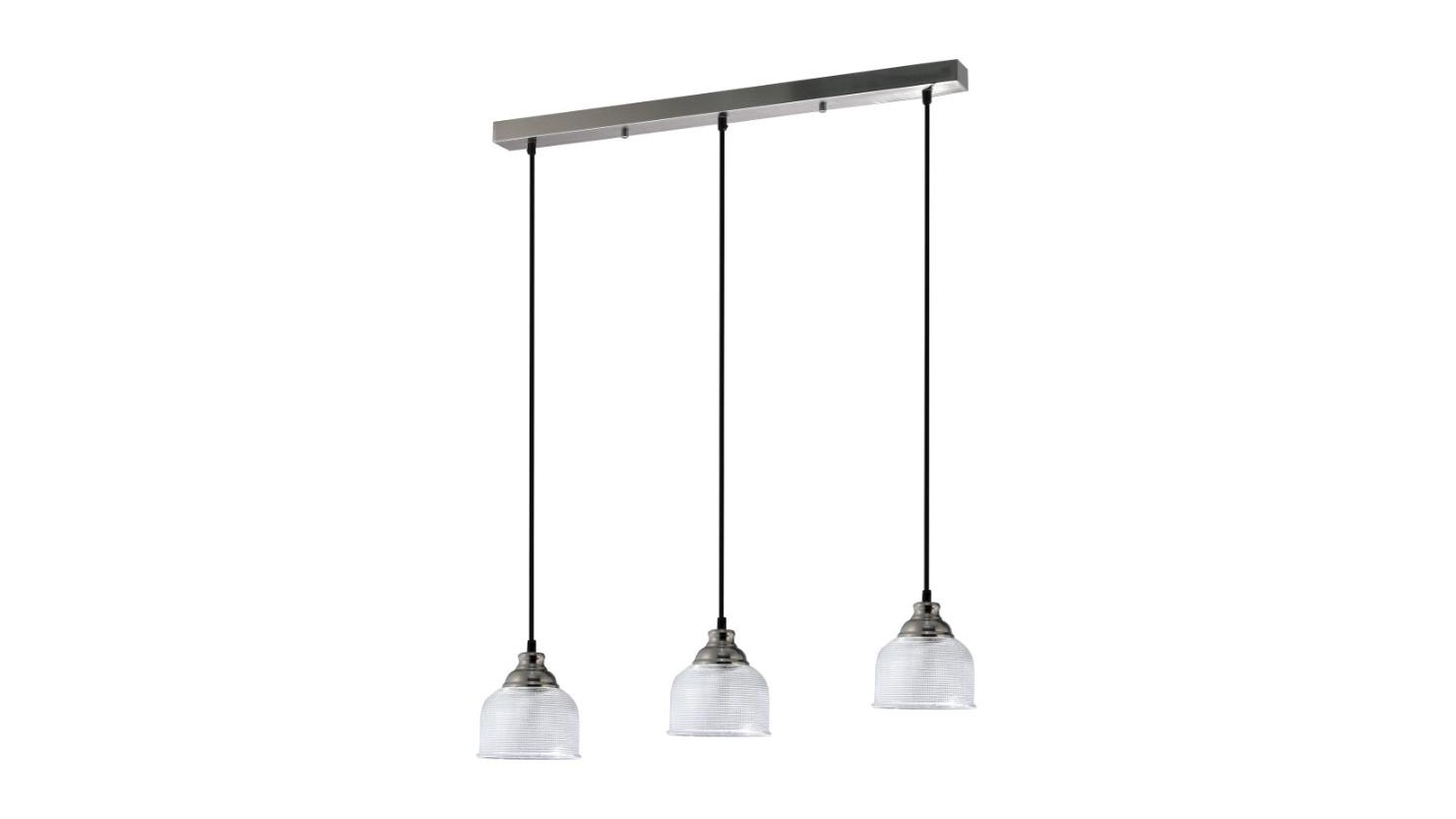 Luminea 3-Light Nirvana Modern Glass Shade Pendant Lamp Light - Satin Chrome