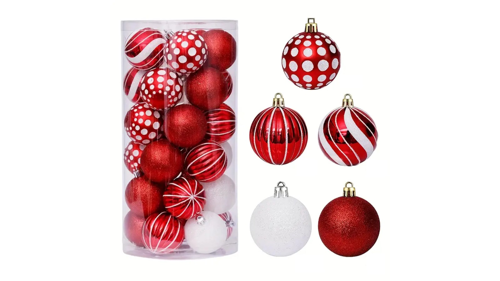 NNETM 30 Exquisite Radiant Red Christmas Ball Ornament for Your Tree