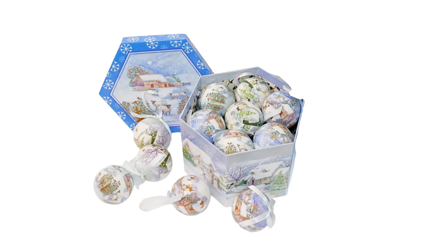 NNETM 14 Piece Joyful Jingle Christmas Tree Ball Ornament Set