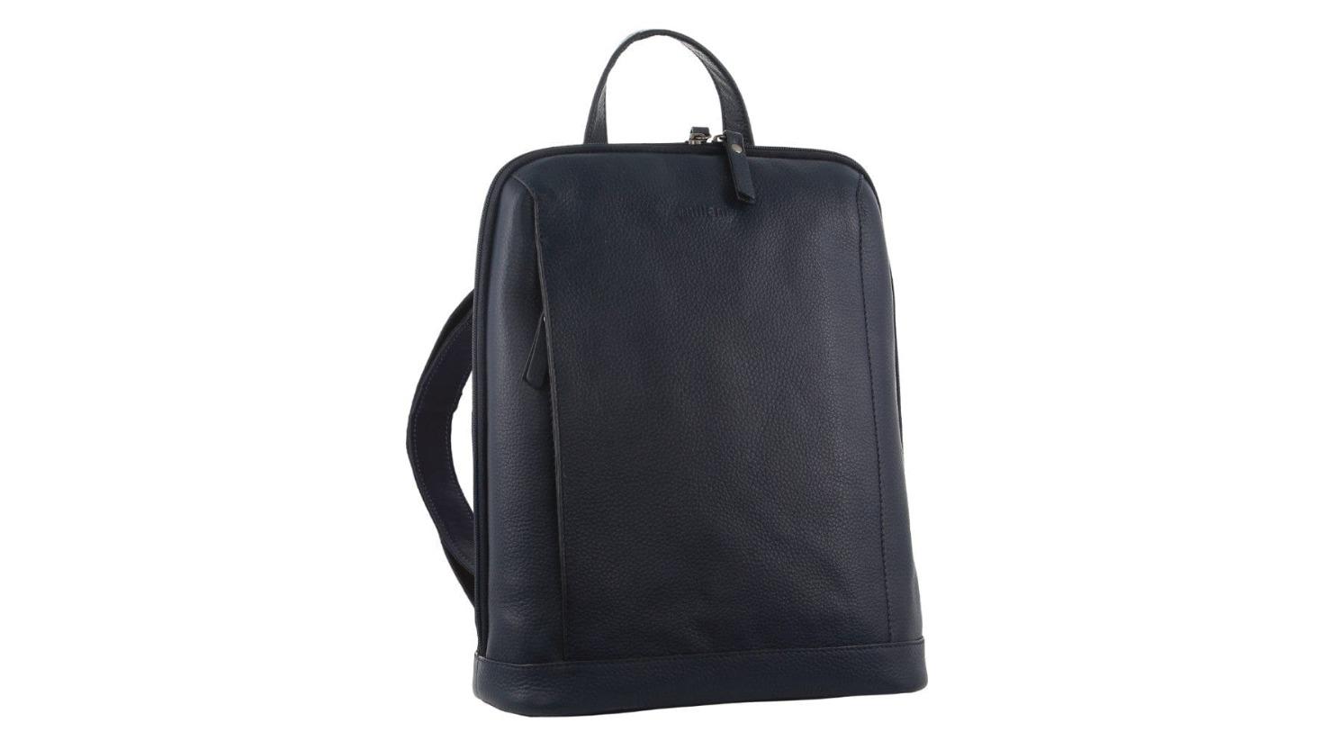 Milleni Ladies Nappa Leather Twin Zip Backpack - Navy
