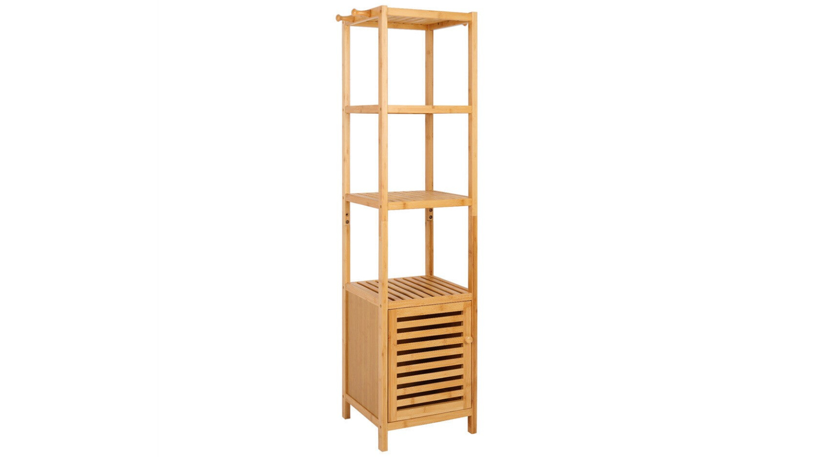 Pretty & Practical 4-Tier Bamboo Bathroom Storage Cabinet with Drawer