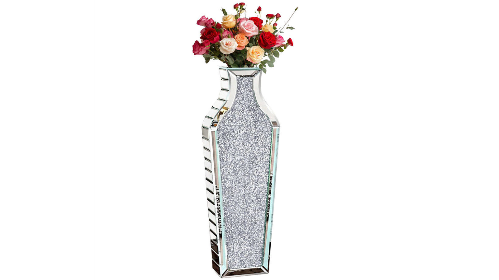Pretty & Practical Silver Crushed Diamond Glass Vase