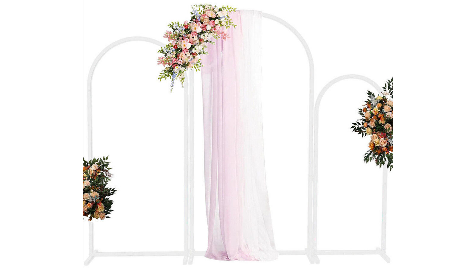 Pretty & Practical 3X White Metal Arch Stands for Garden Floral DÃ©cor
