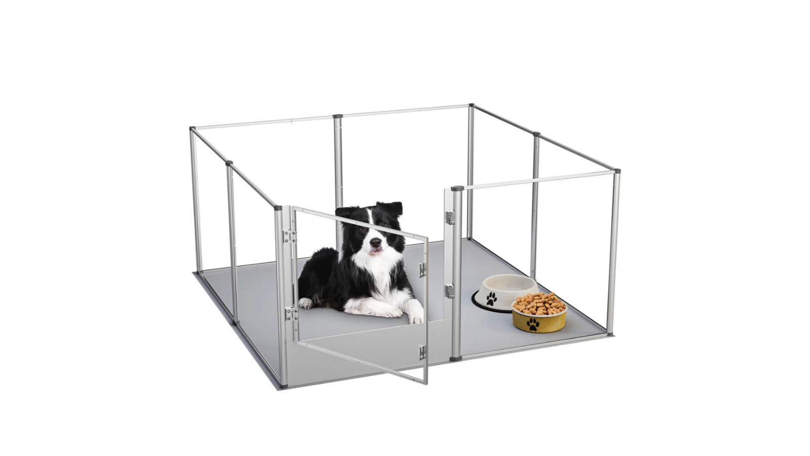Pretty & Practical Acrylic Pet Playpen with Aluminum Frame and Mat - 81cm