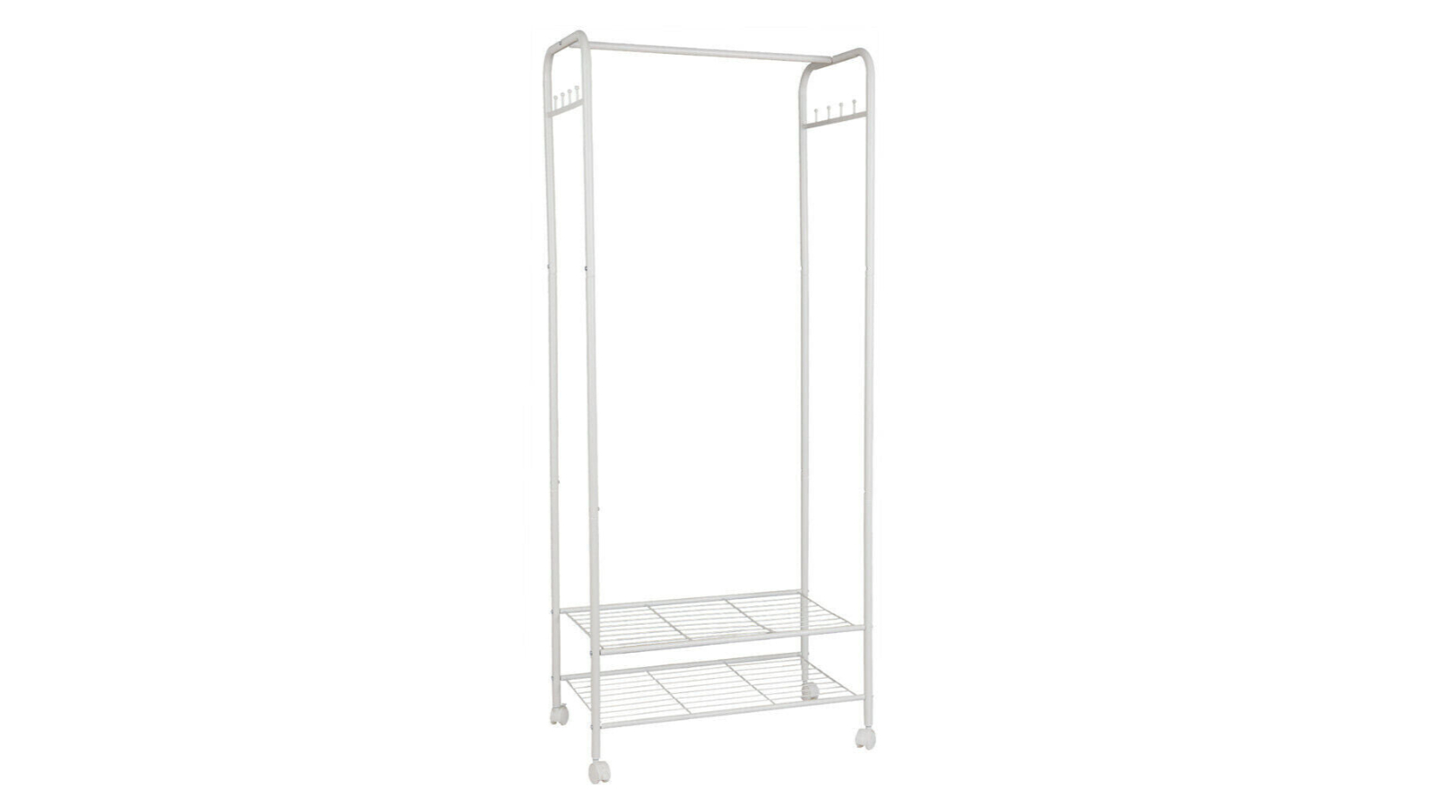 Pretty & Practical 2-Tier Heavy Duty Garment Rack with Rolling Wheels
